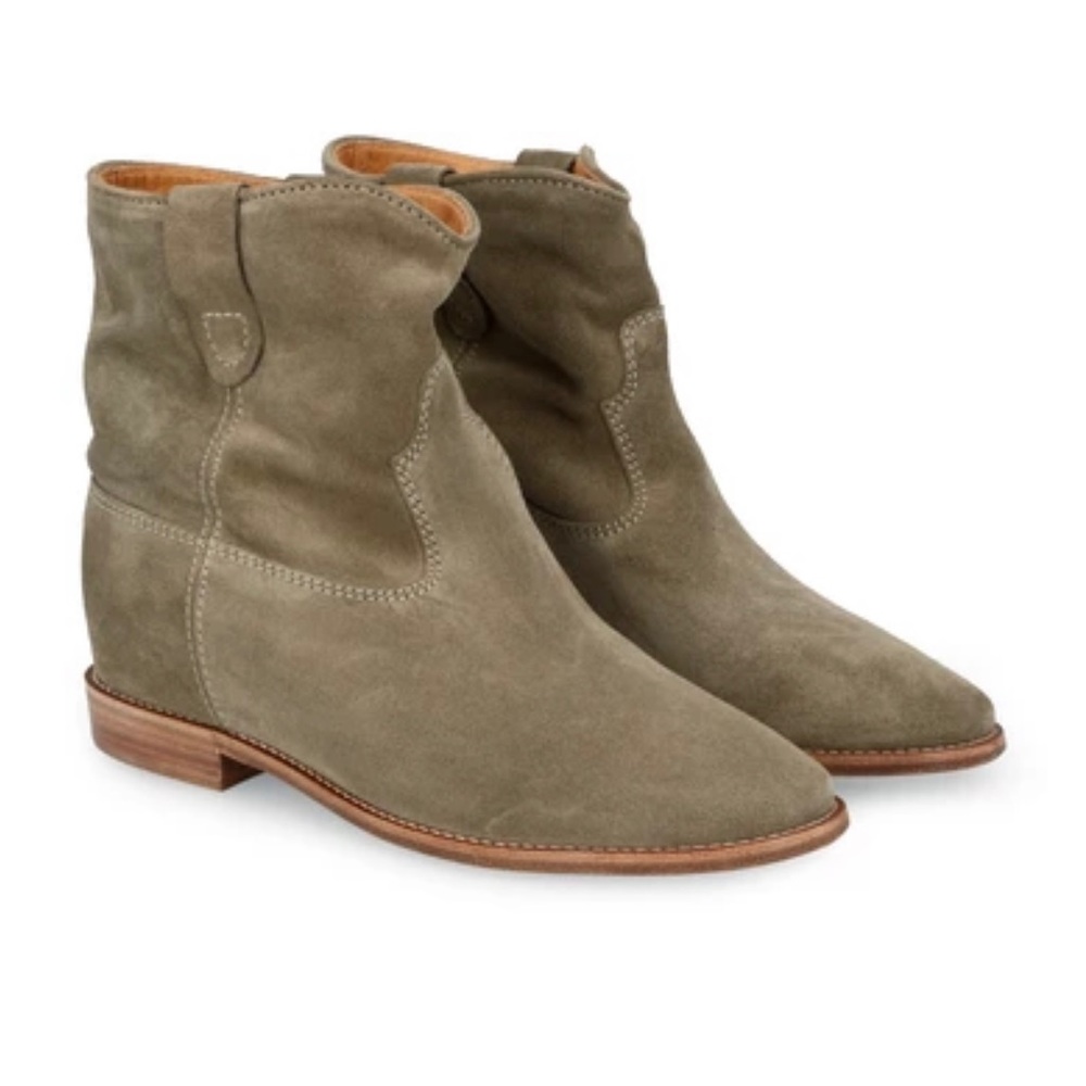 Isabel Marant Olive Green Suede Ankle Boots